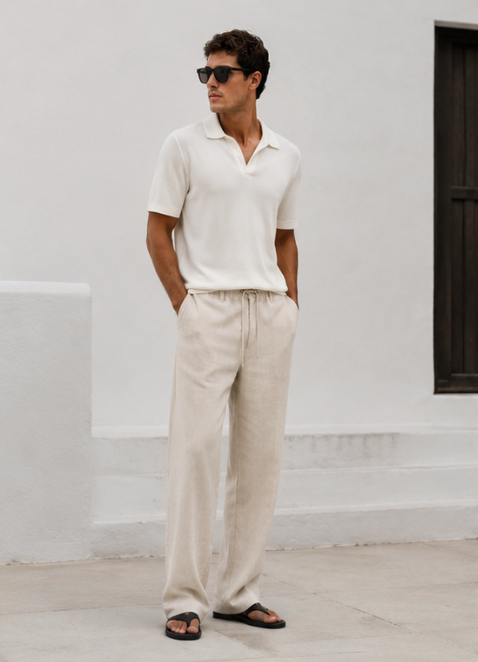 Relaxed Linen Trousers Beige