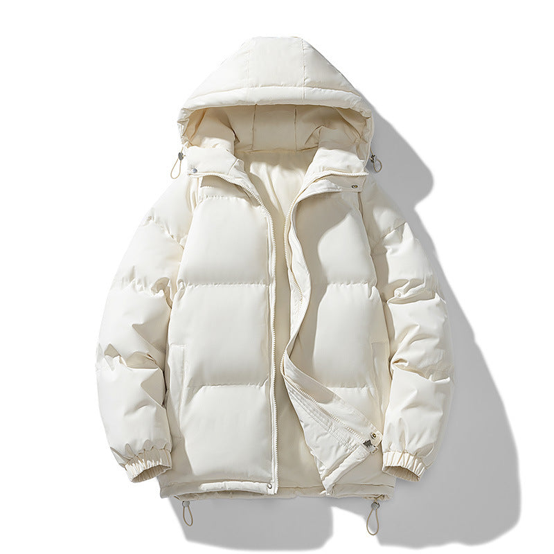 Men's Quilted Puffer Winter Jacket with Hood and Zip Closure