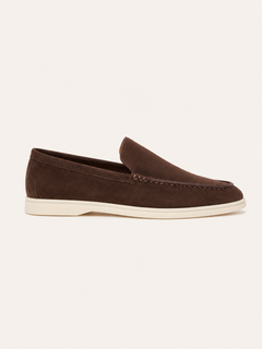 Coffee Riviera suede loafers, view 4