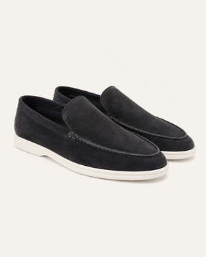Graphite Riviera suede loafers, view 1