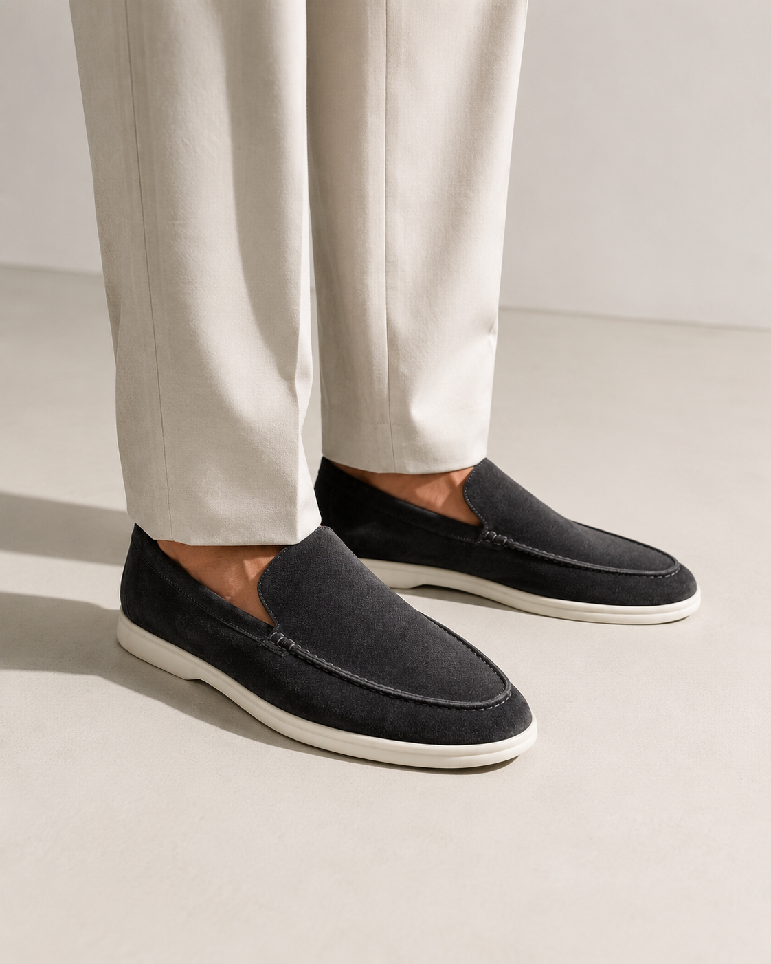 Graphite Riviera suede loafers, view 2