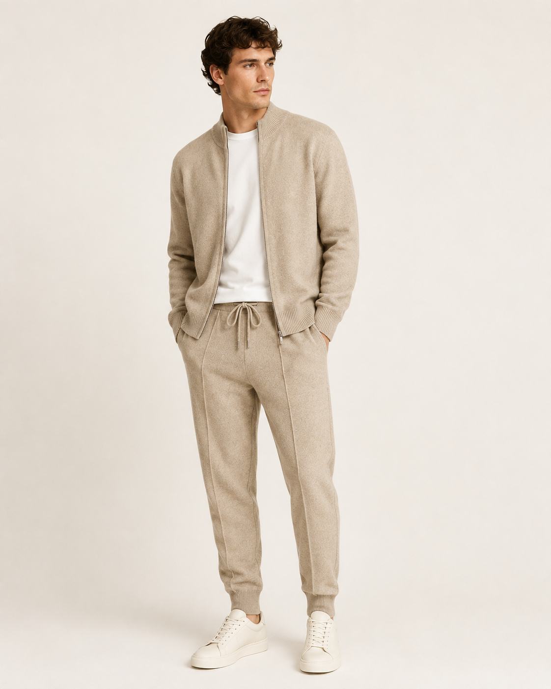 Soren knit set in beige, view 3
