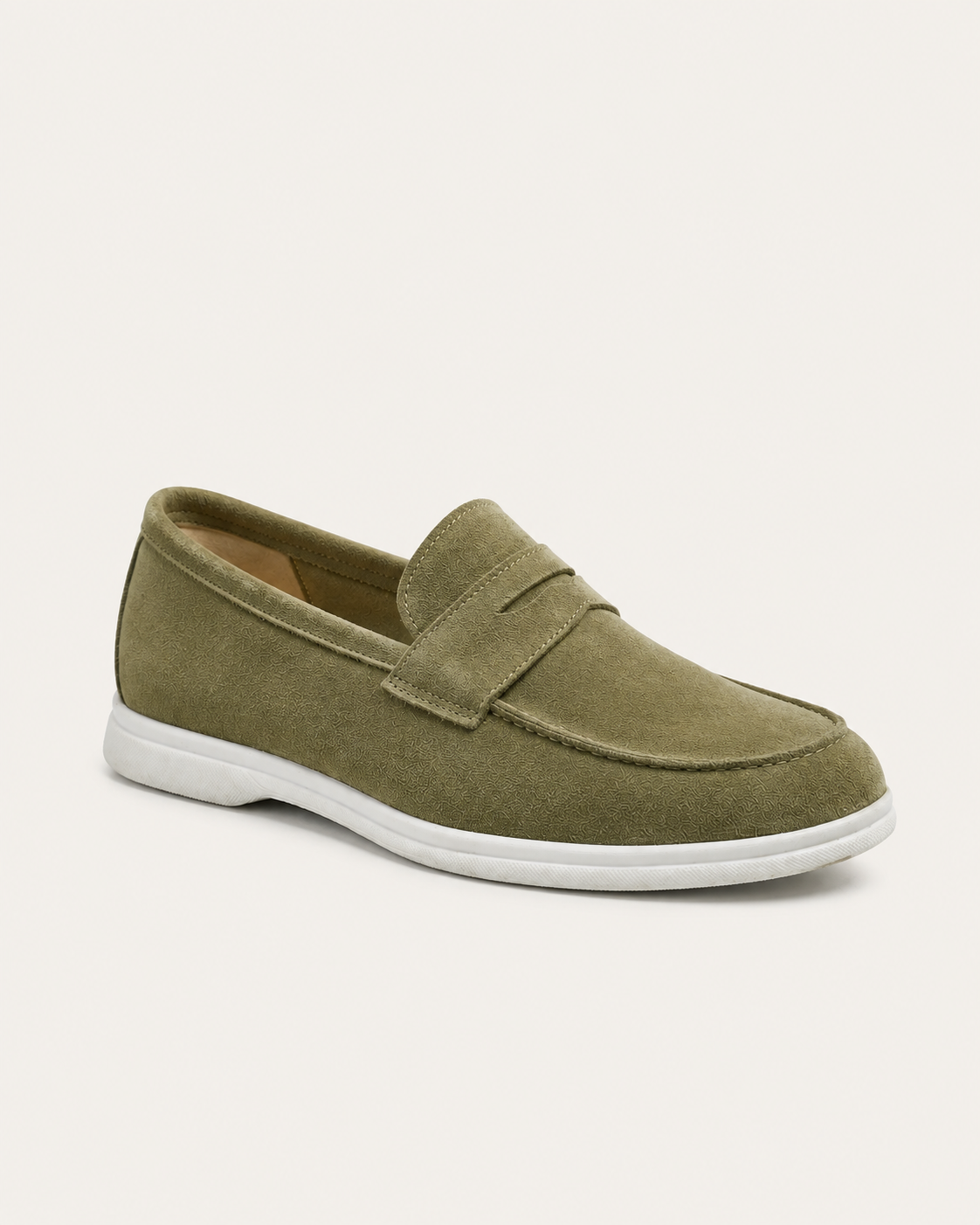 Sorrento suede loafer in olive, view 3