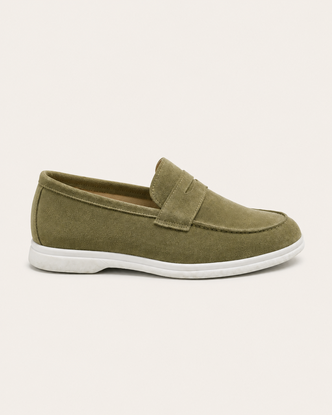 Sorrento suede loafer in olive, view 4