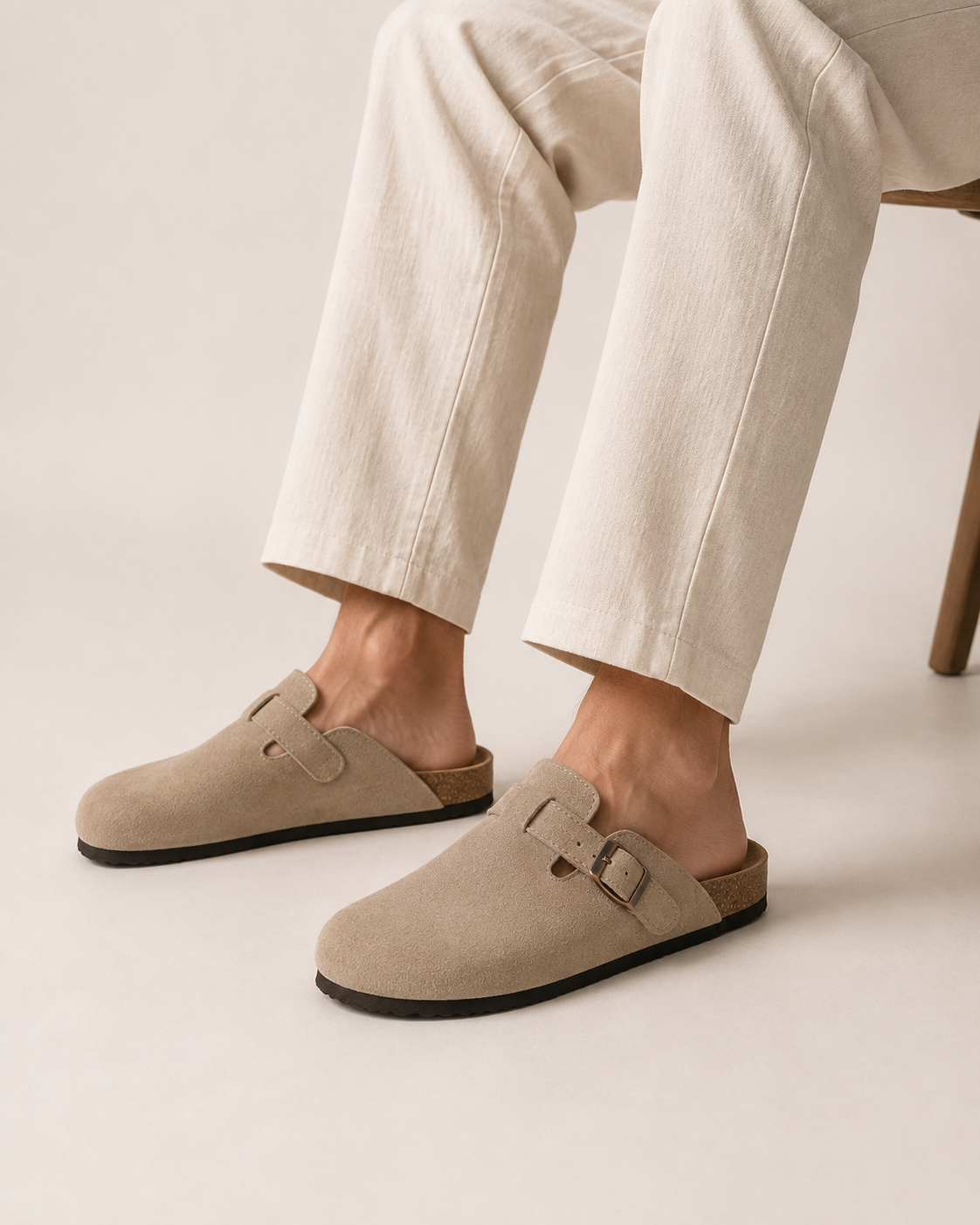 Sorrento suede sandal in beige, view 4