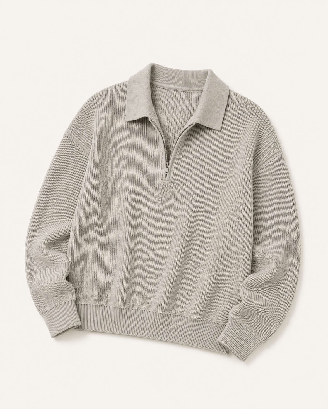 Loren knit half-zip in stone, view 4