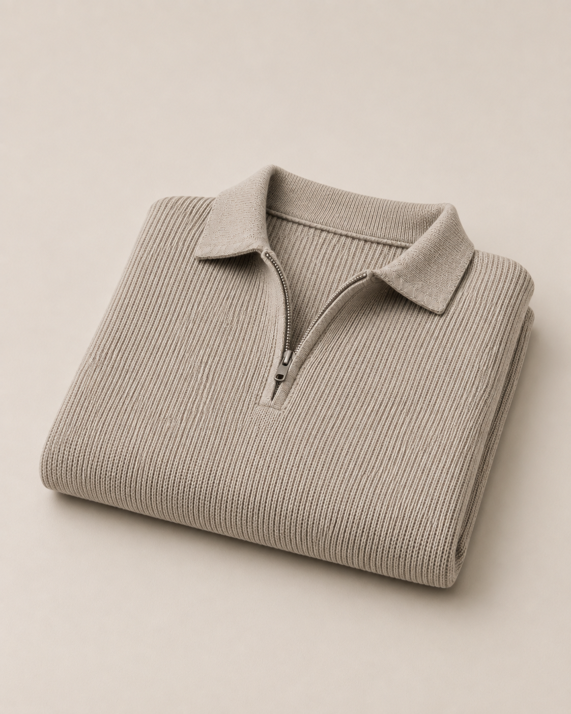 Loren knit half-zip in stone, view 7