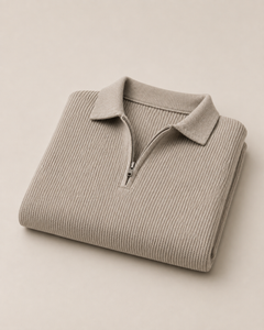 Loren knit half-zip in stone, view 7