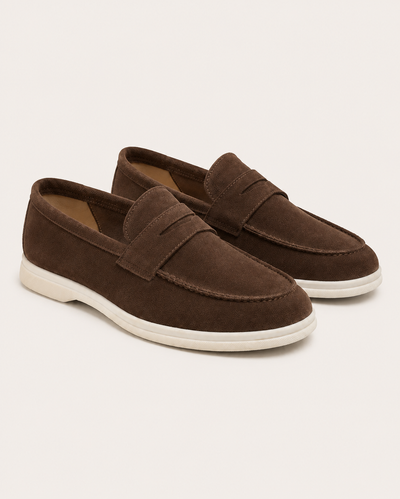 Sorrento suede loafer in coffee, view 1