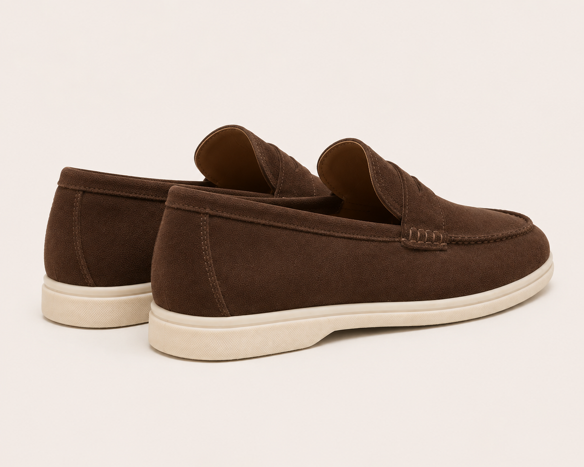 Sorrento suede loafer in coffee, view 3