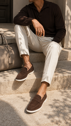 Sorrento suede loafer in coffee, view 6