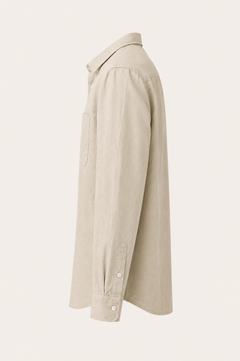 Elian linen overshirt in sand, view 3