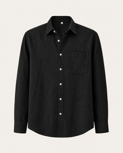 Elian linen overshirt in black, view 1