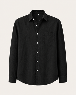 Elian linen overshirt in black, view 1