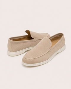 Beige Riviera suede loafers, view 5