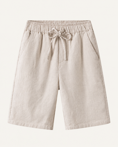 Elian linen shorts in beige, view 1