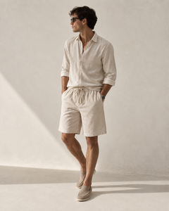 Elian linen shorts in beige, view 5