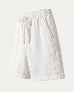 Elian linen shorts in white, view 4