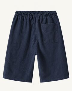 Elian linen shorts in navy, view 3