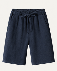 Elian linen shorts in navy, view 1