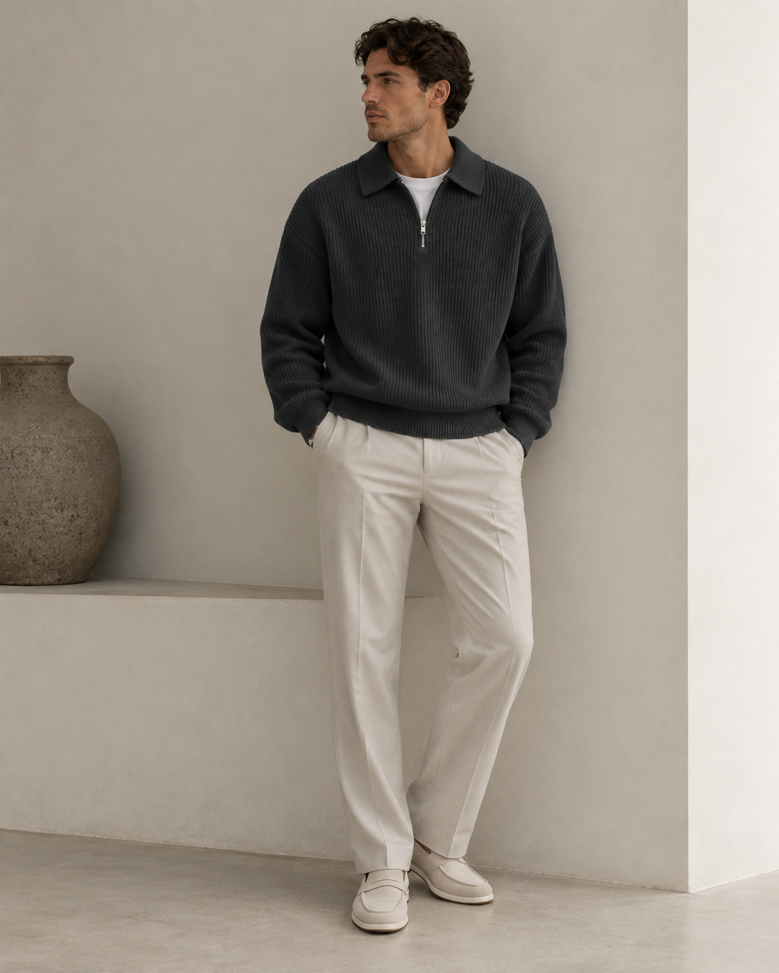Loren Knit Half-Zip | Black