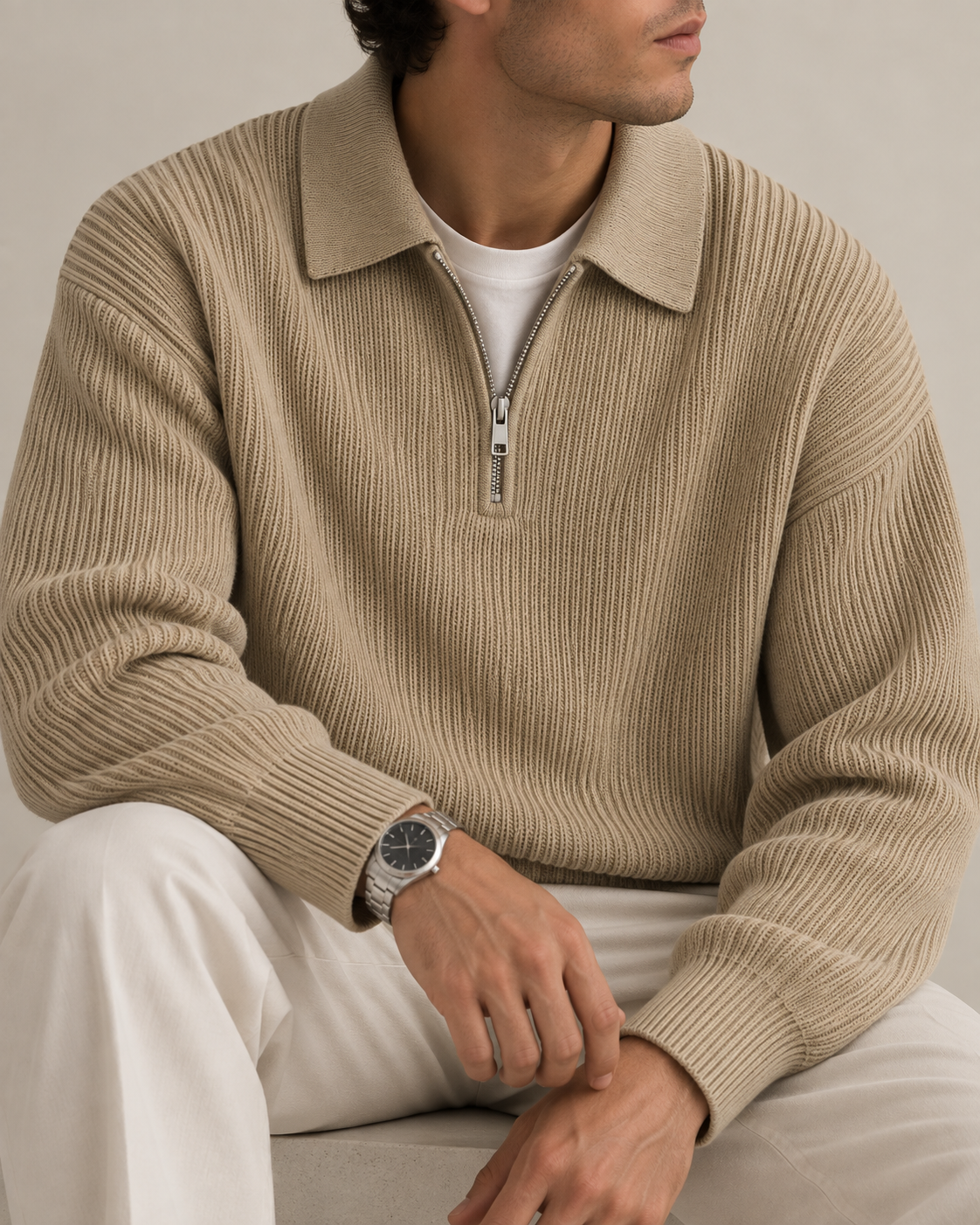 Loren Knit Half-Zip | Khaki