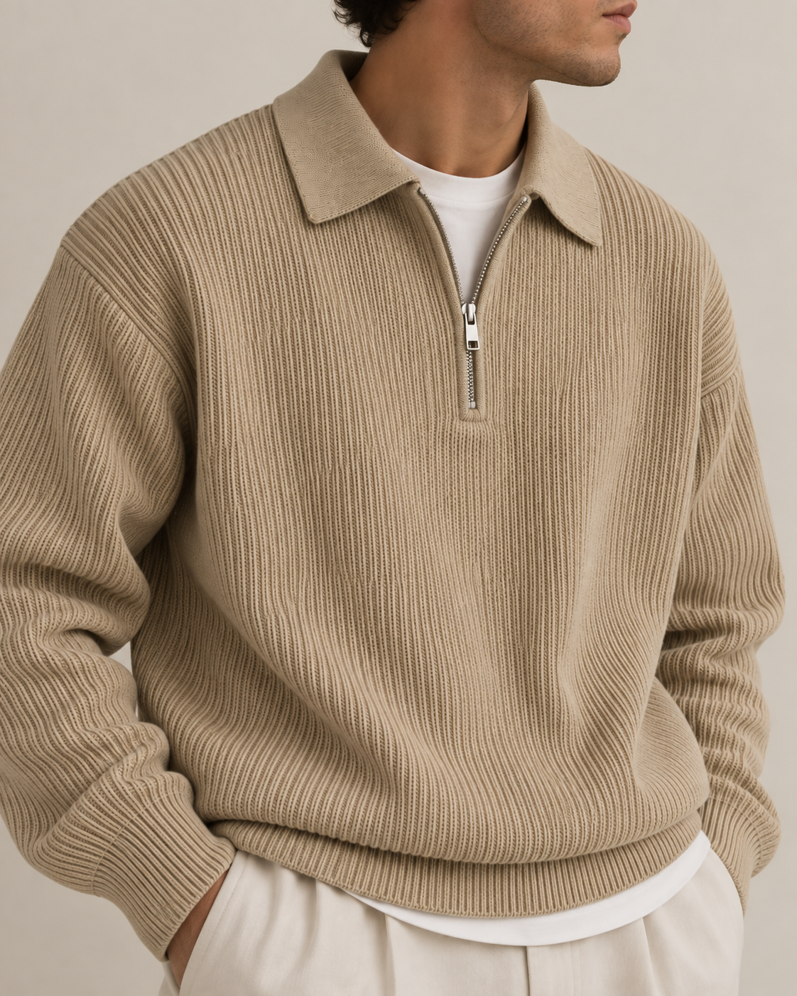 Loren Knit Half-Zip | Khaki