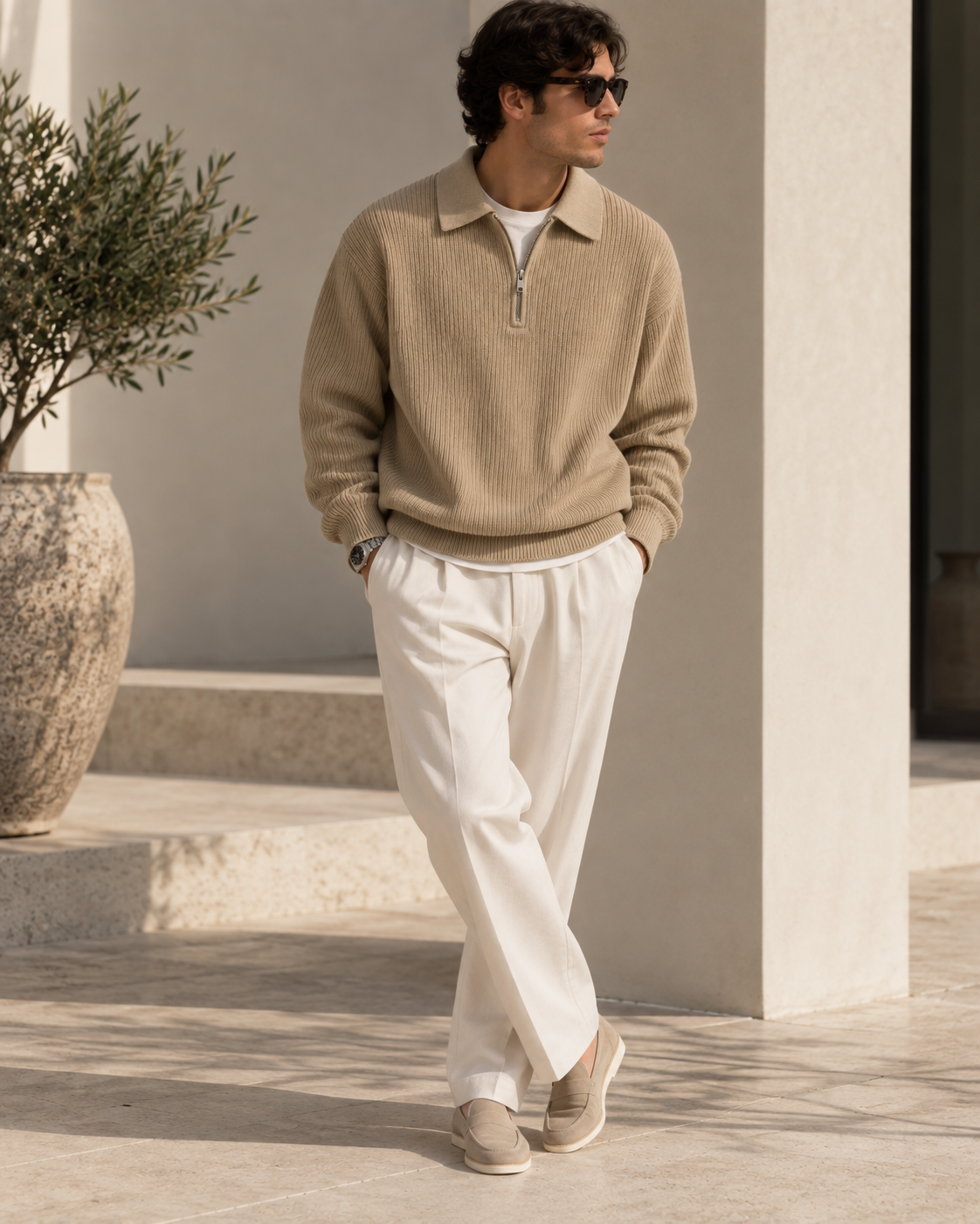 Loren Knit Half-Zip | Khaki