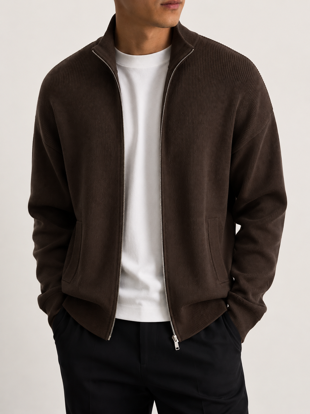 Alessio knit vest in coffee, view 2