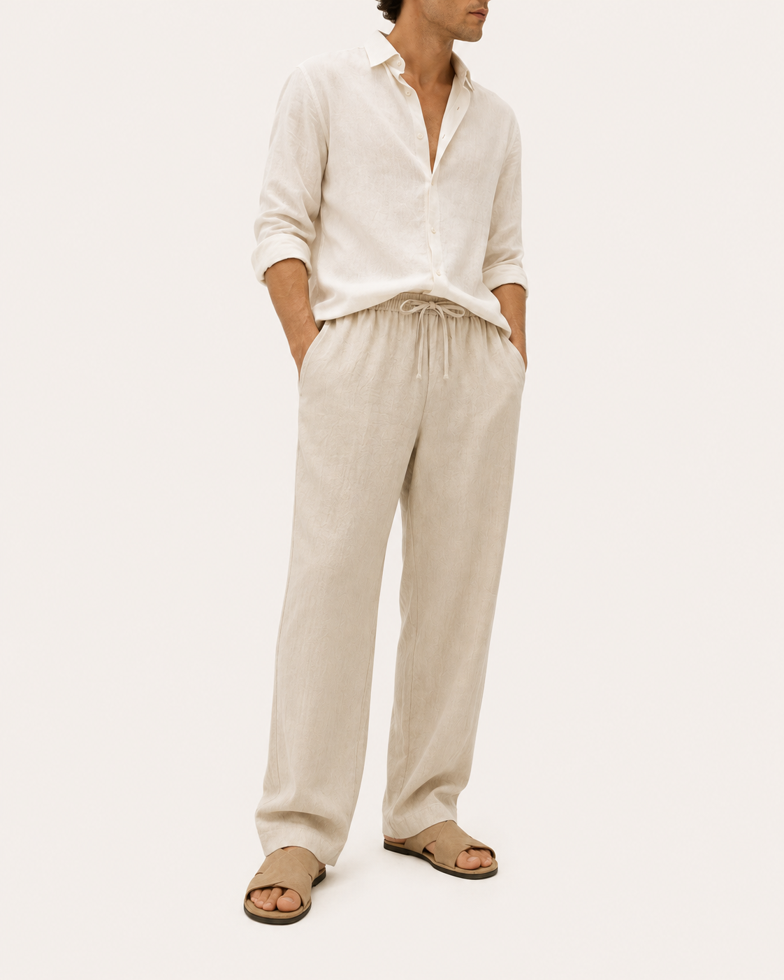 Elian linen trousers in beige, view 4