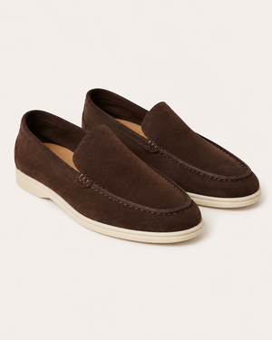 Coffee Riviera suede loafers, view 1