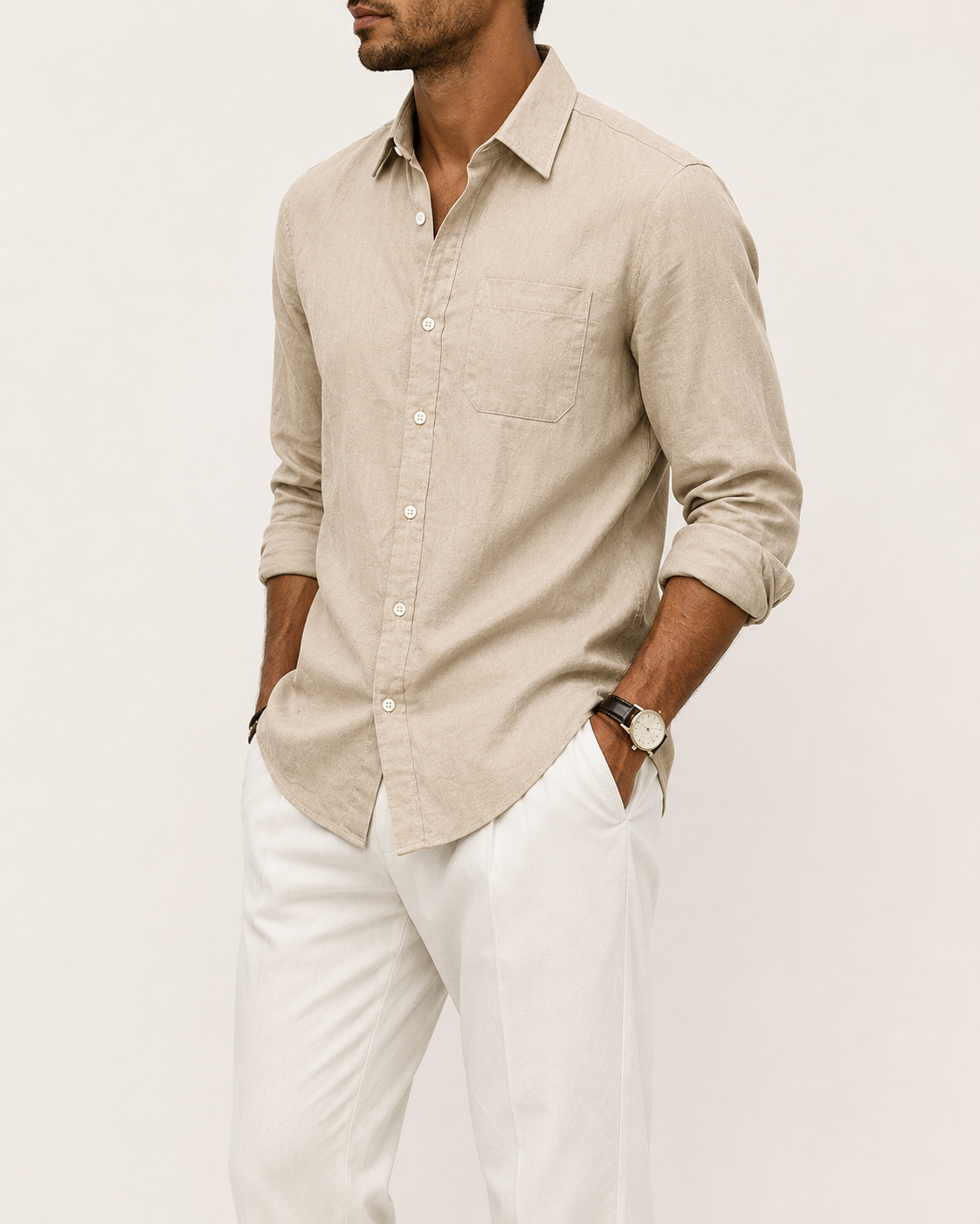 Elian linen overshirt in sand, view 2