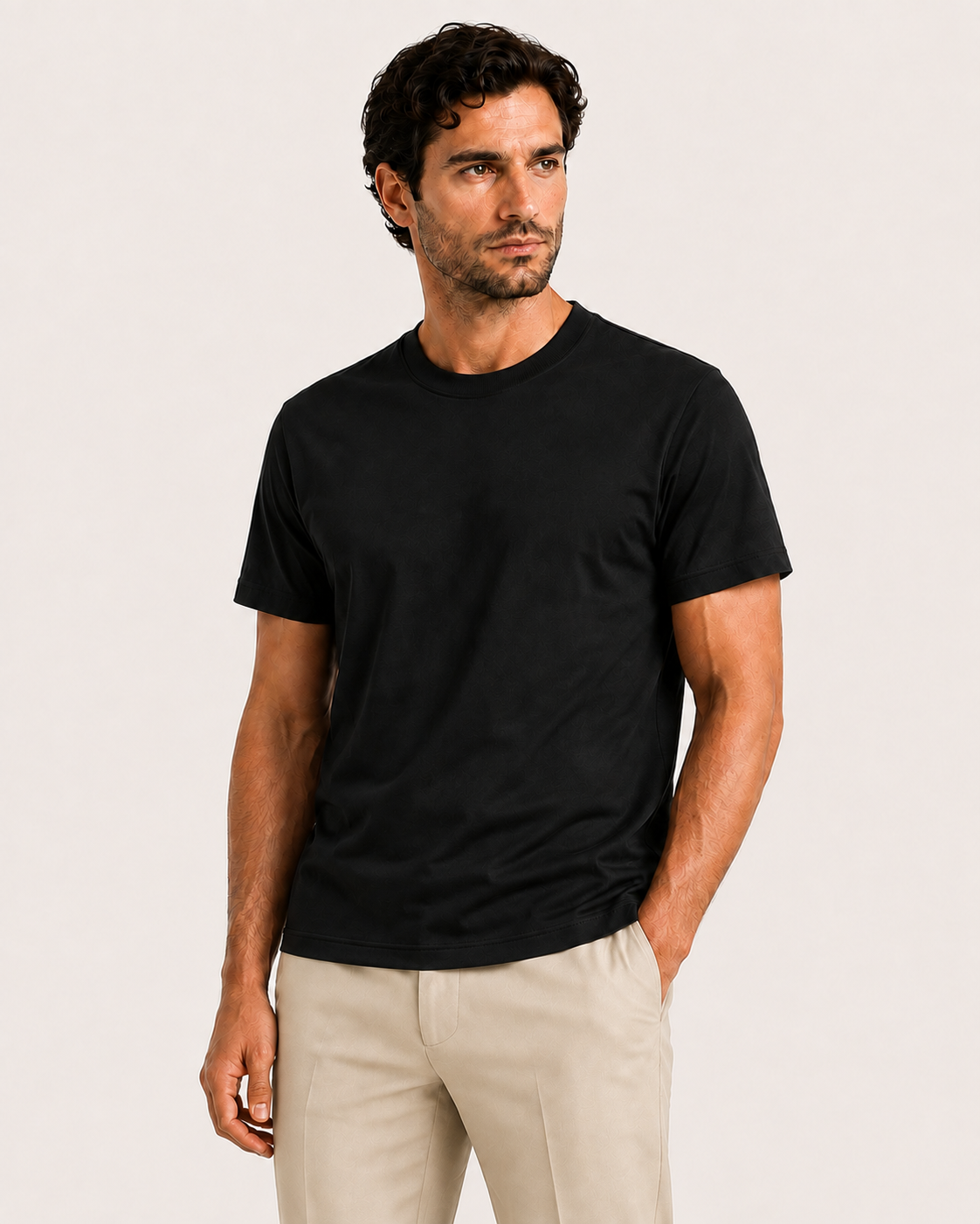 Aeon mercerised t-shirt in black, view 2
