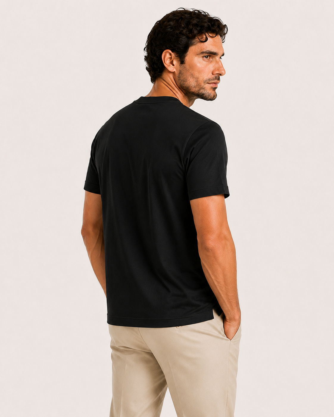 Aeon mercerised t-shirt in black, view 3