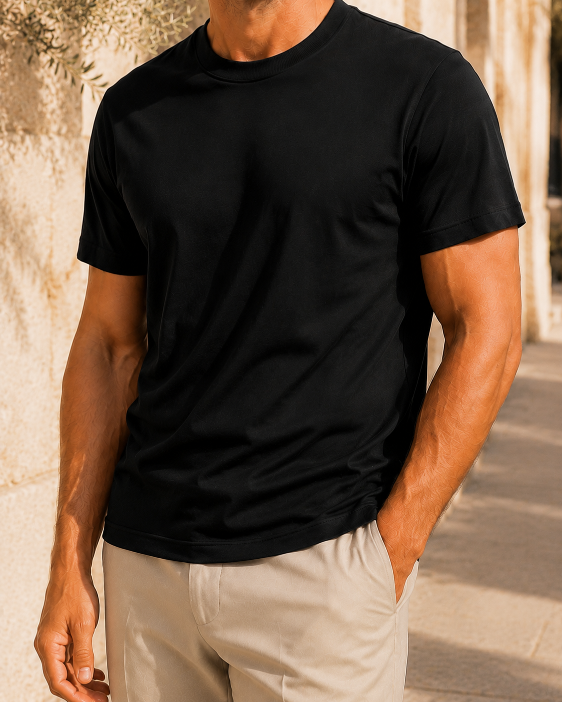 Aeon mercerised t-shirt in black, view 4