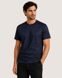 Aeon mercerised t-shirt in navy, view 2