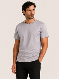 Aeon mercerised t-shirt in apricot gray, view 2