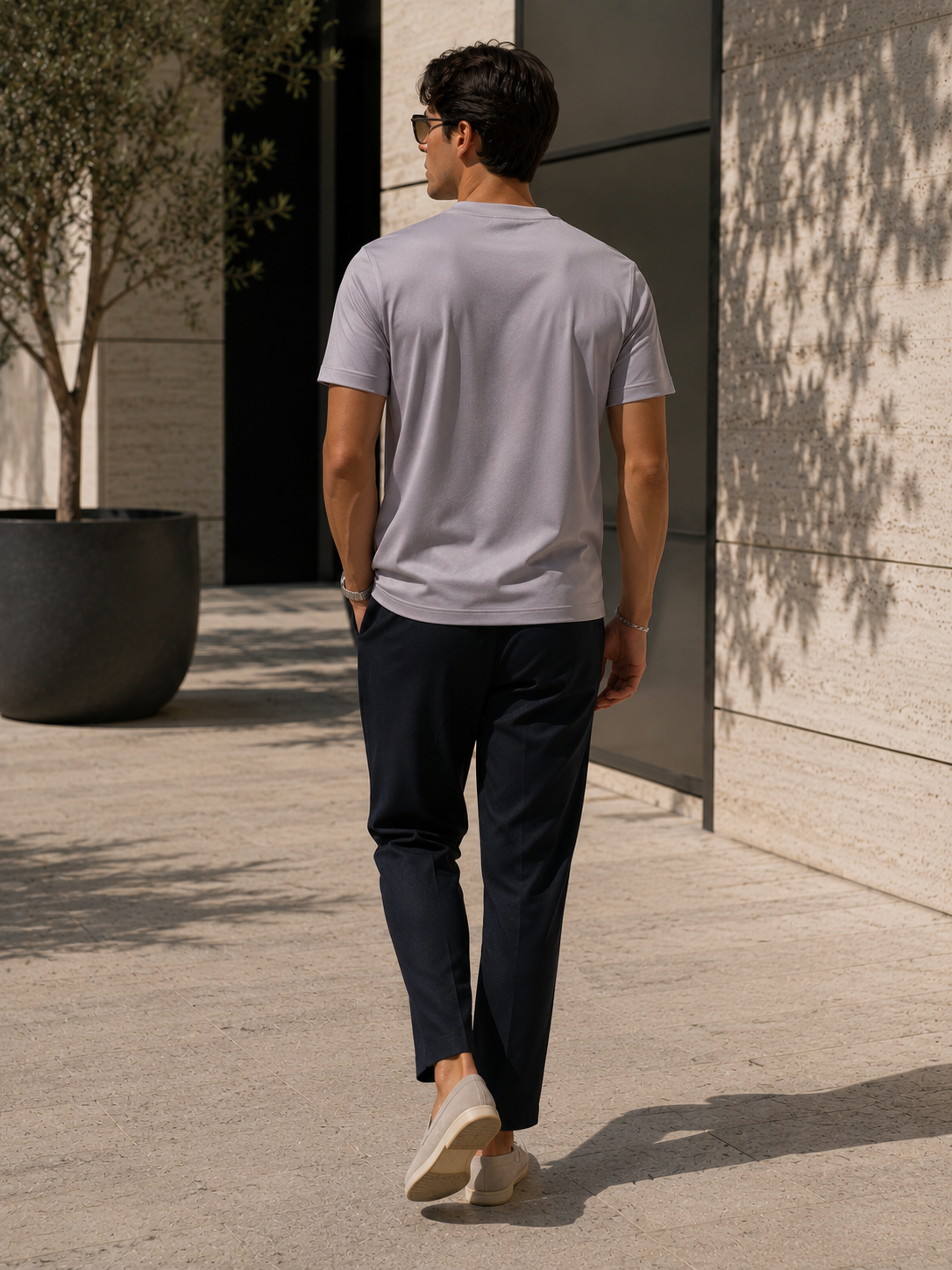 Aeon mercerised t-shirt in apricot gray, view 4