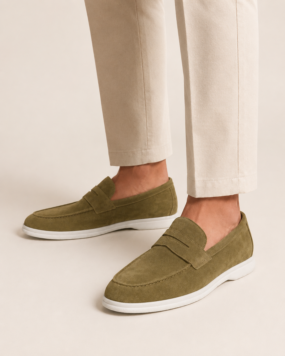 Sorrento suede loafer in olive, view 2