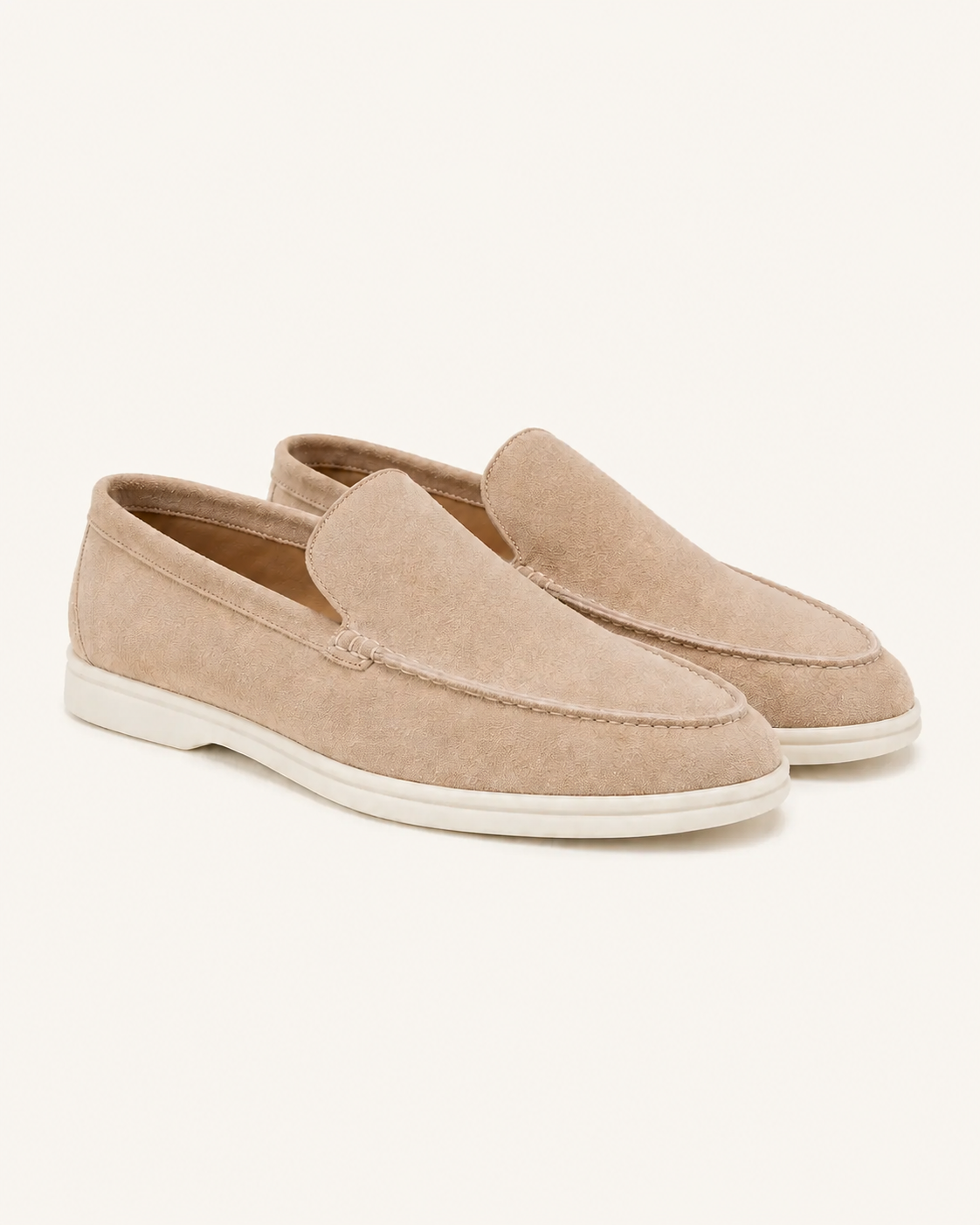 Beige Riviera suede loafers, view 1