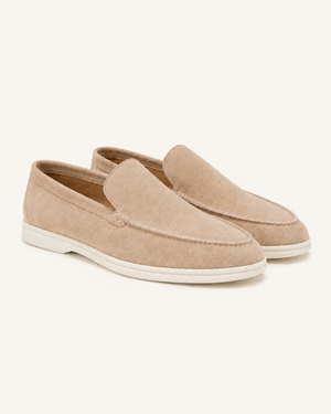 Beige Riviera suede loafers, view 1