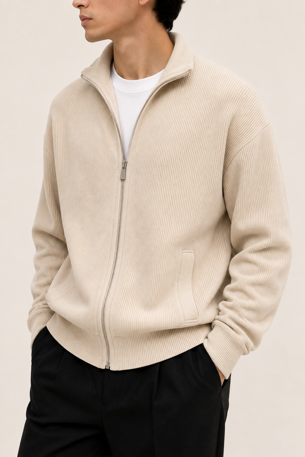 Alessio knit vest in sand, view 2