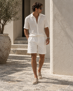 Elian linen shorts in white, view 5