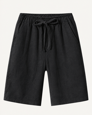 Elian linen shorts in black, view 1