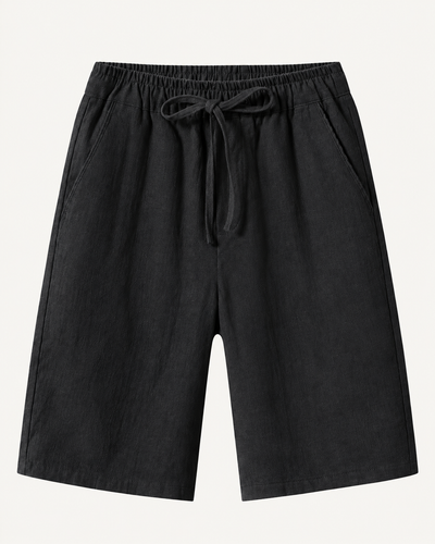 Elian linen shorts in black, view 1