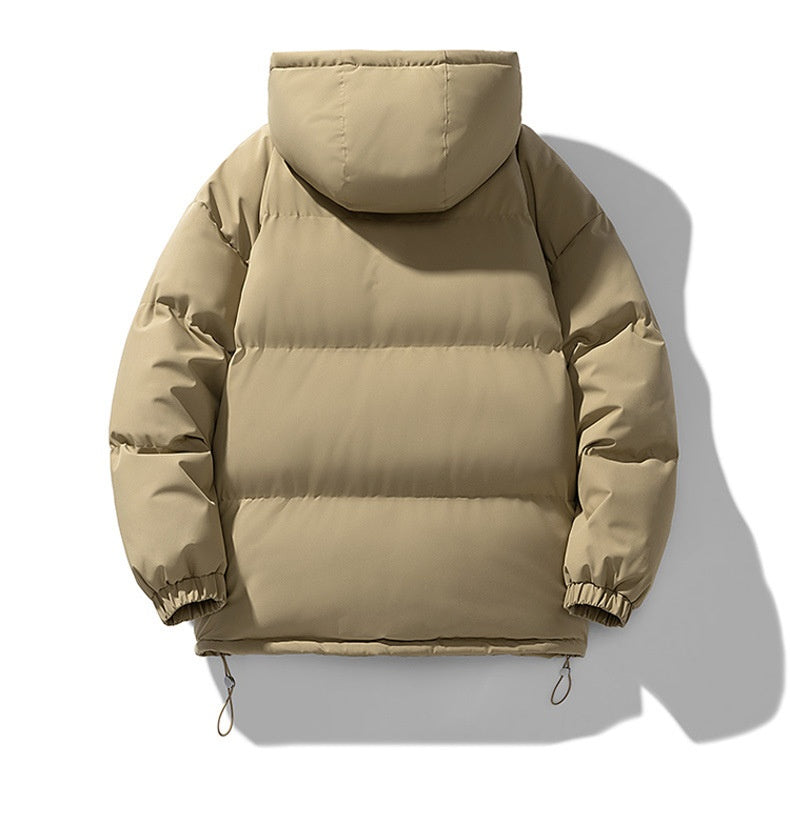 Men's Quilted Puffer Winter Jacket with Hood and Zip Closure