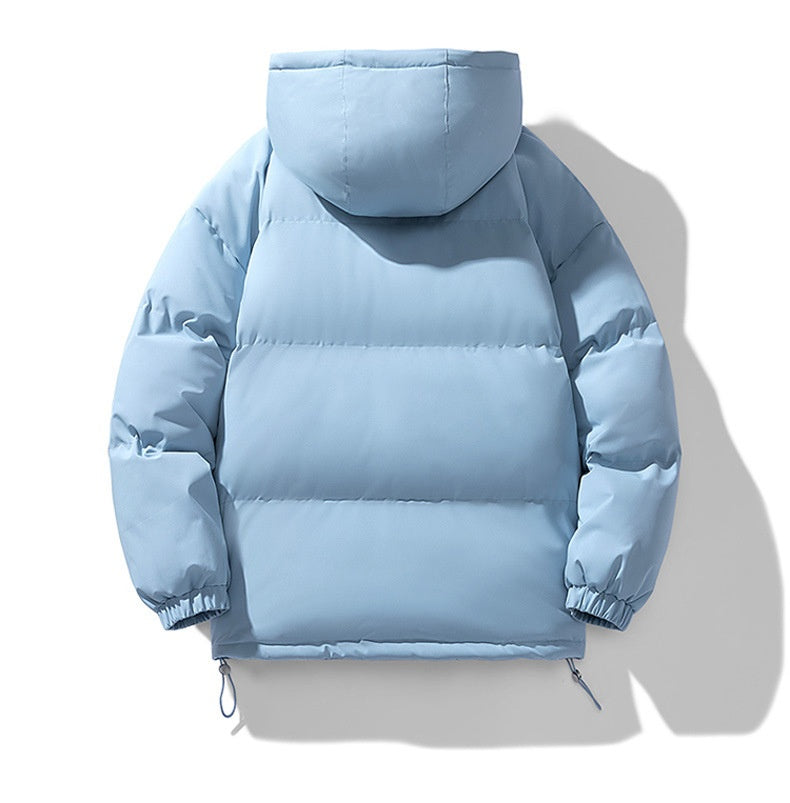 Men's Quilted Puffer Winter Jacket with Hood and Zip Closure