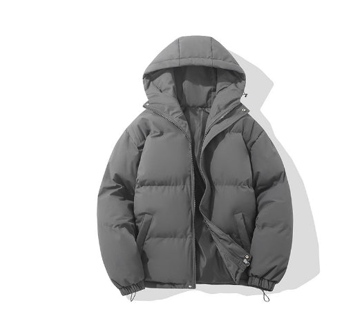 Men's Quilted Puffer Winter Jacket with Hood and Zip Closure