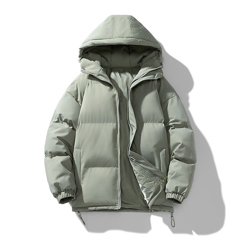 Men's Quilted Puffer Winter Jacket with Hood and Zip Closure