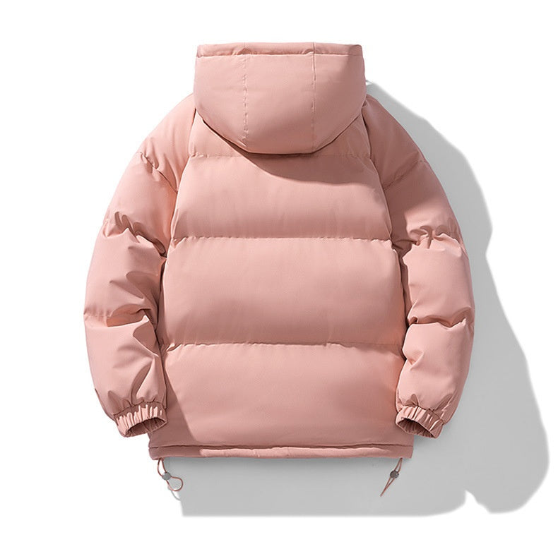 Men's Quilted Puffer Winter Jacket with Hood and Zip Closure